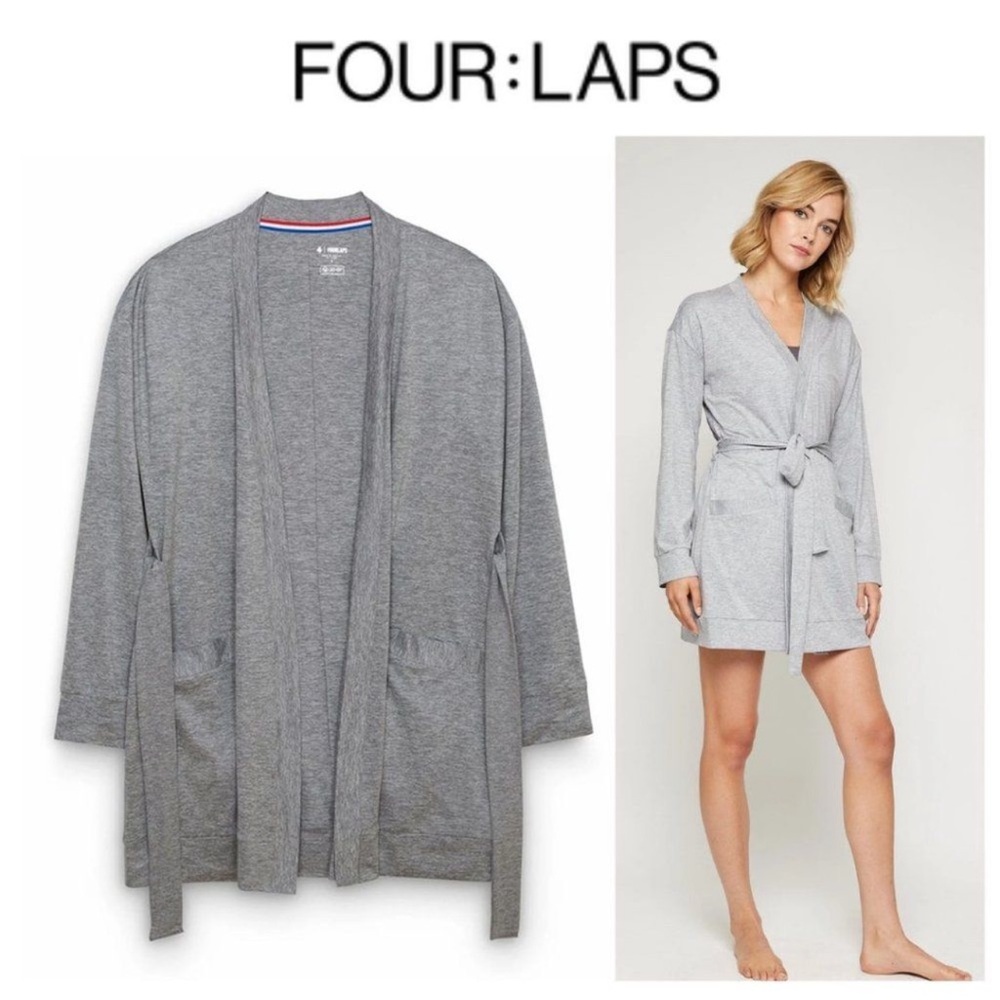 NWT FourLaps Stratus Wrap Belted Cardigan S Oatmeal Heather Robe Oversized